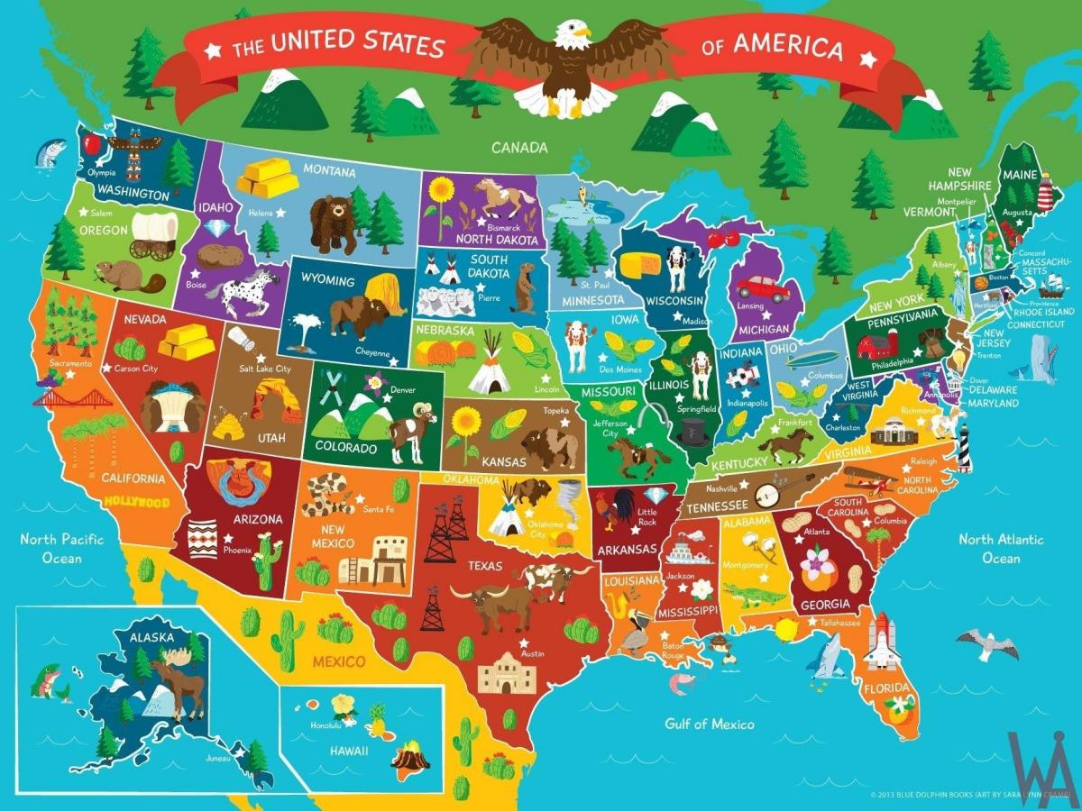 Mapa atrakcji turystycznych USA