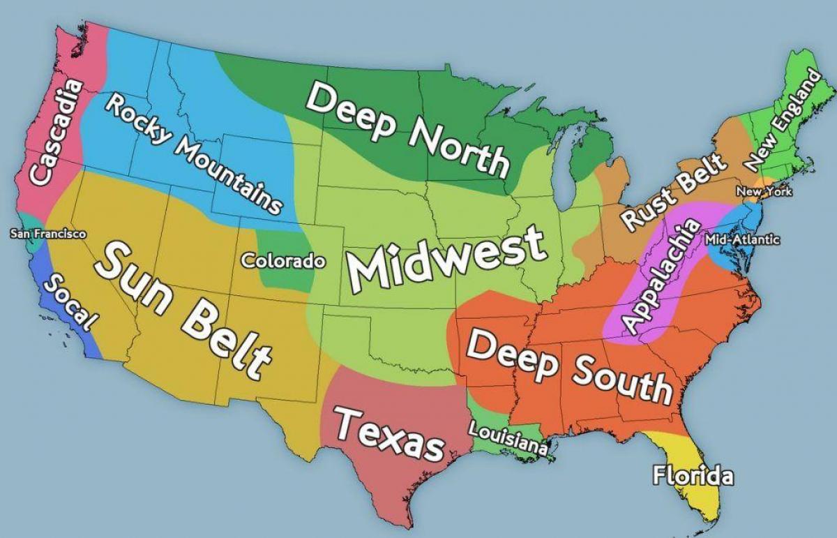 Mapa obszarów USA