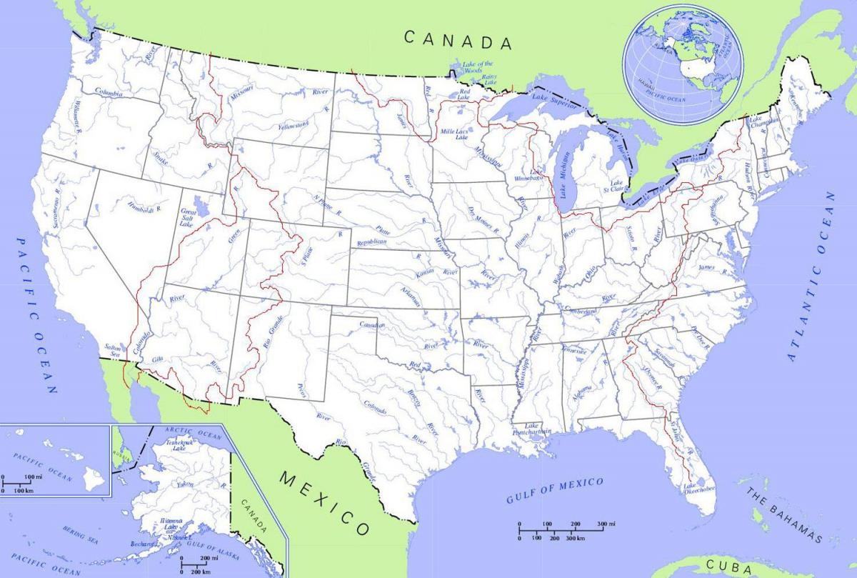 Rzeki na mapie USA